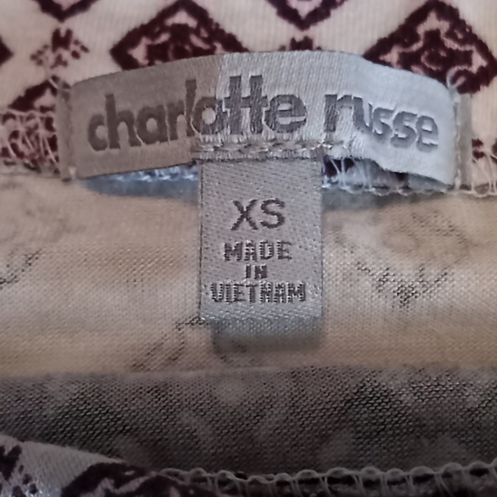 Charlotte Russe Long Skirt With Slit On Each Side.White/Burgundy & Black Pattern - Picture 10 of 14